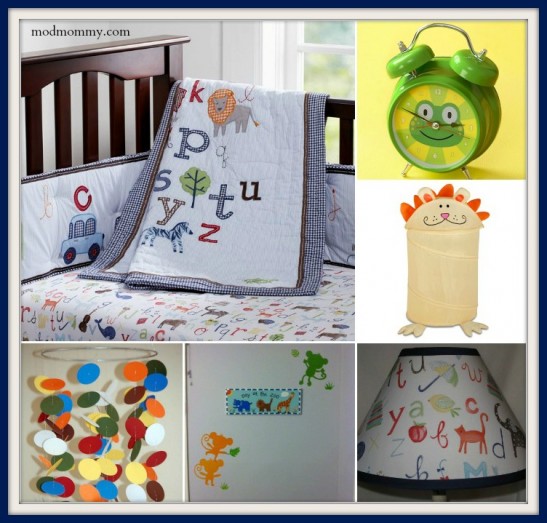 Baby boy's animal alphabet nursery